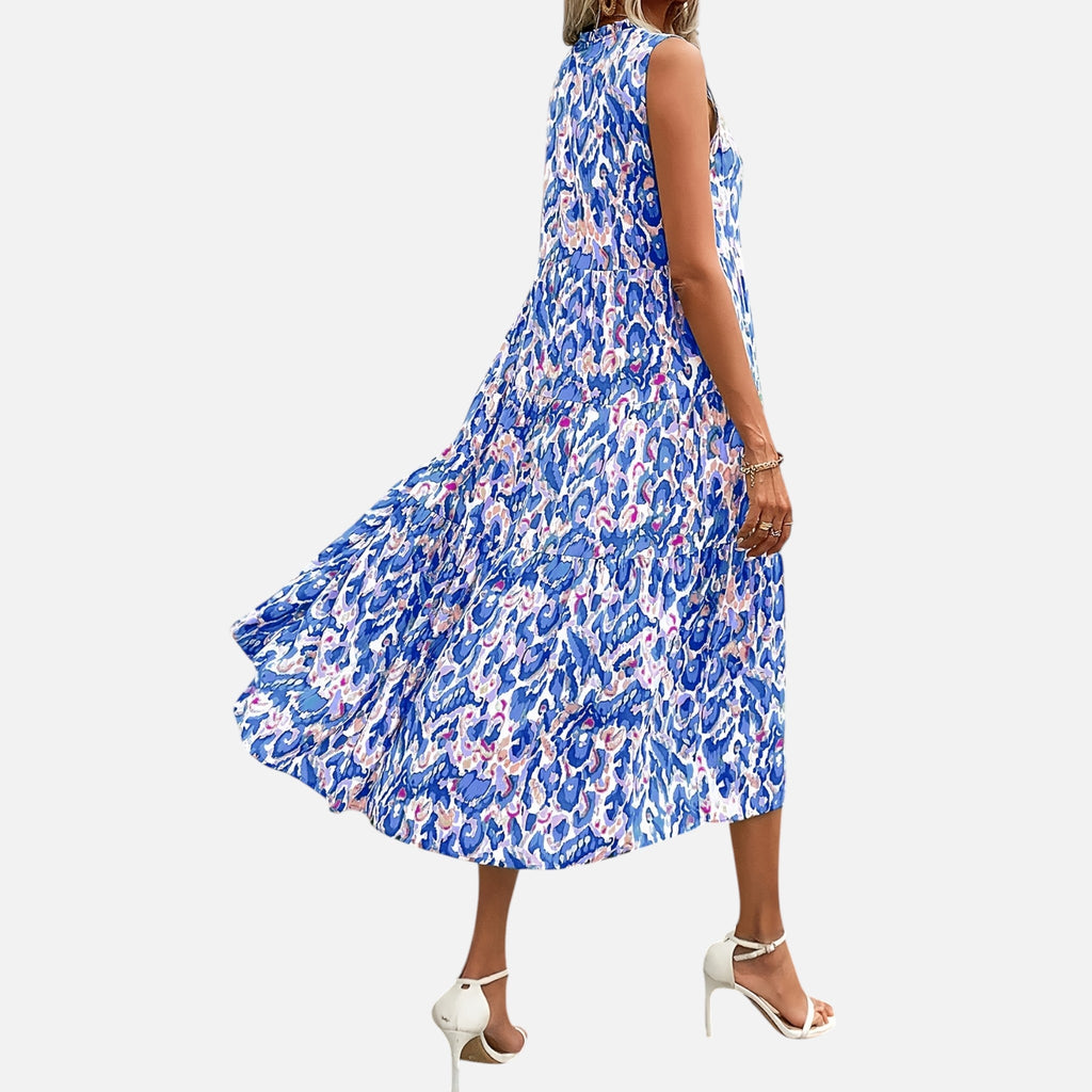 Montavero | Robe Femme Bohème Sans Manches – Imprimé à Pampilles