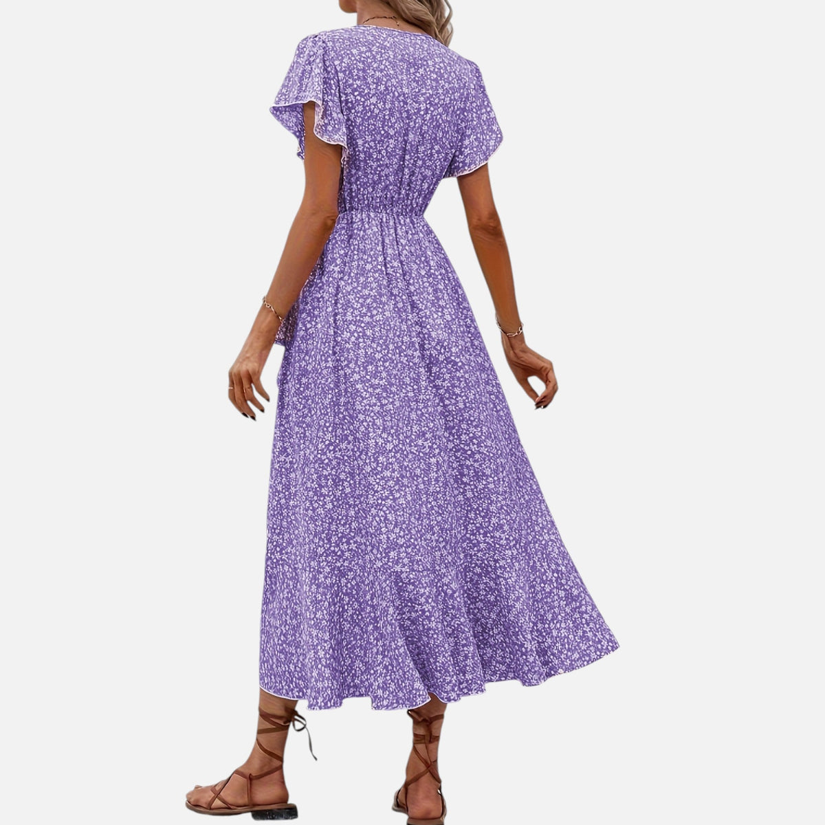 Montavero | Robe Femme Manches Courtes – Silhouette Col V Raffinée