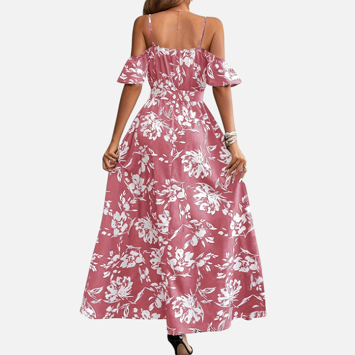 Montavero | Robe Femme Épaules Dénudées – Imprimé Floral Élégant