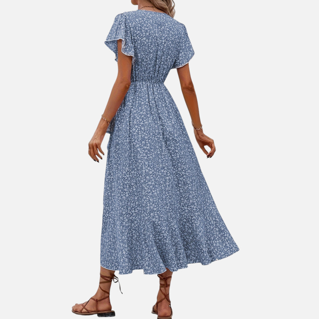 Montavero | Robe Femme Manches Courtes – Silhouette Col V Raffinée