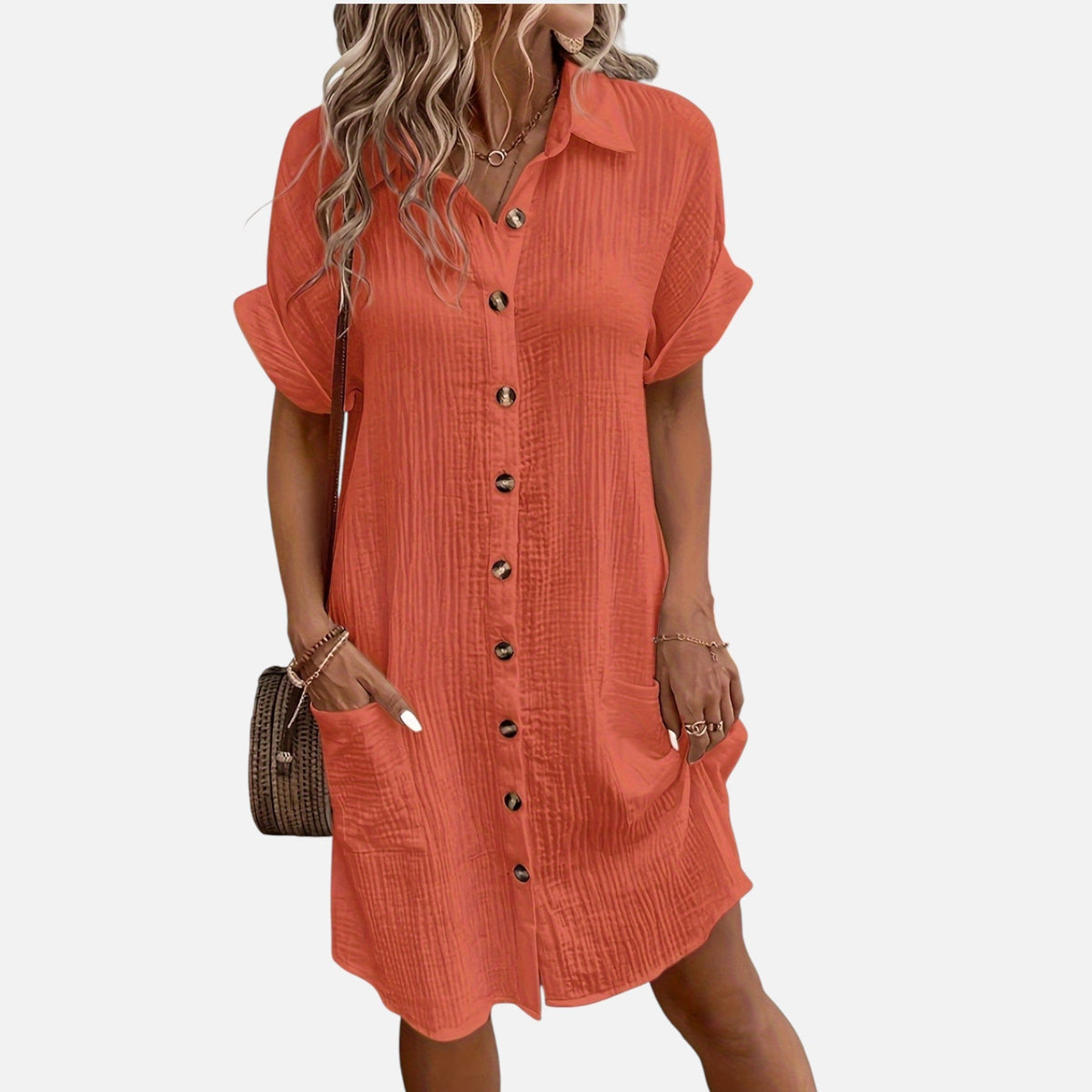 Montavero | Robe Chemise Femme – Style Coton Mélangé Héritage Minimaliste
