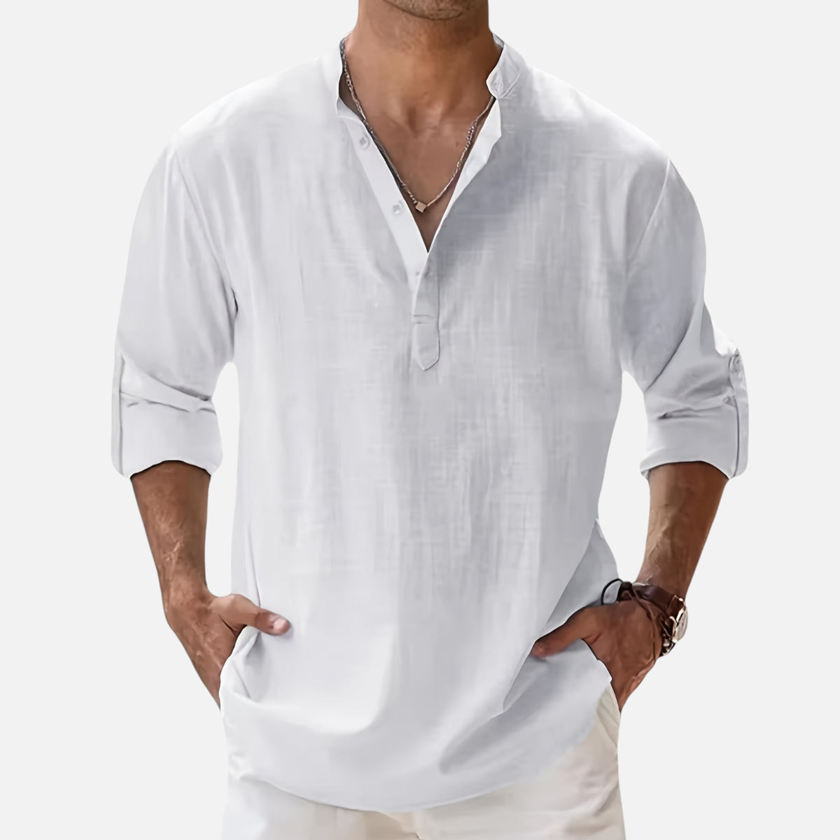 Montavero | Chemise Homme Manches Longues – Style Lin Coton Mélangé
