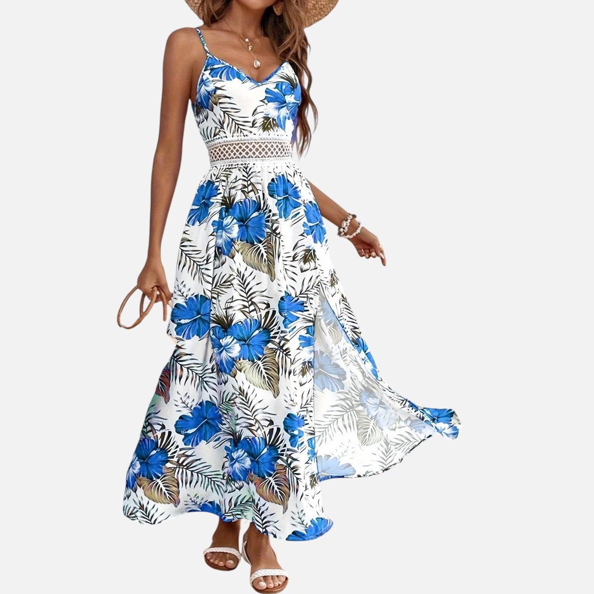 Montavero | Robe Femme Bretelles Fines – Imprimé Floral Élégant